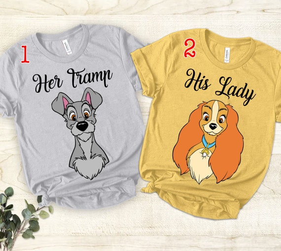 Disney Lady and Tramp Couple Unisex T-shirt, Matching Disney