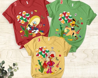 Tres Caballeros José Donald Pato Panchito Globos Camisa, Disney Cinco De Mayo, Fiesta Mexicana de Disneyland, Regalo Hasta Fiesta