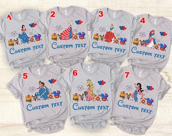Benutzerdefinierte Disney Prinzessin 4. Juli Shirt, Unabhängigkeitstag Prinzessin Shirt, Magic Kingdom vierter Juli Shirt, Disney Prinzessin Shirt