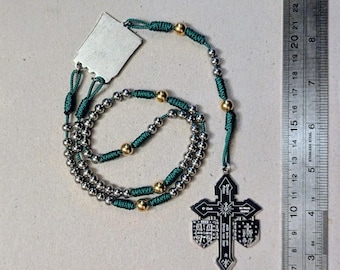 Welsh Catholic Rosary, tied with 95 paracord | Cymraeg | unique Pardon Cross in Welsh | Welsh, Cornish and Breton Saints | handmade