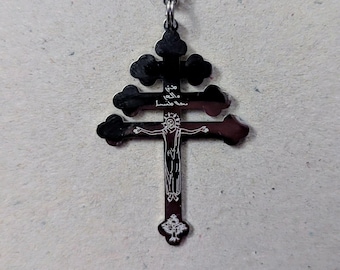 Small Maronite Cross, etched in stainless steel with Syriac Inscriptions | Eastern Catholic Crucifix | gift