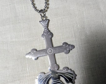 St Thomas Christian Cross, etched in stainless steel with chain | Syro-Malabar | South Indian | Kerala | unique design