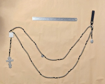 15 Decade Rosary, with unique etched crucifix and centre medal