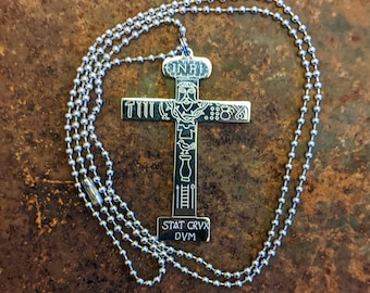 Mexican Atrial Cross w/ chain I Catholic men's gift I Latino I Hispanic I Mexico I Passion of Christ I Arma Christi I unique design