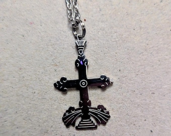 Small St Thomas Christian Cross on Chain, etched in steel | Kerala | Syriac | Malankara | Syro-Malabar