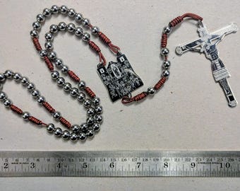 Rosario del Papa León, con cuentas de acero inoxidable / Nuestra Señora de Guadalupe / Paracord estadounidense / heráldico / Papal / hecho a mano