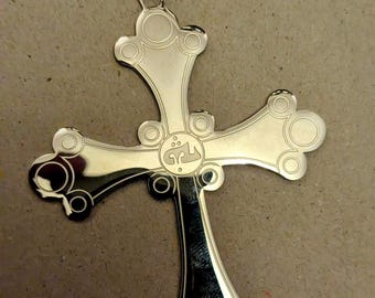 Gran Cruz Caldea, grabada en acero inoxidable / Iglesia de Oriente / Cristiana siríaca / Aramea / Oriental I lo suficientemente grande para un obispo