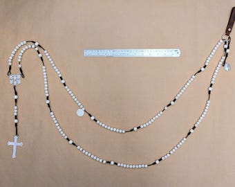 Rosario de 15 décadas para hábito religioso, con cruz de acero única y cuentas de madera / dominico / católico romano / fraile / paracord estadounidense / resistente