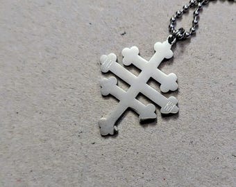 Ruthenian Style Cross, etched in stainless steel | Byzantine Catholic | Ukrainian Catholic | Eastern Christian