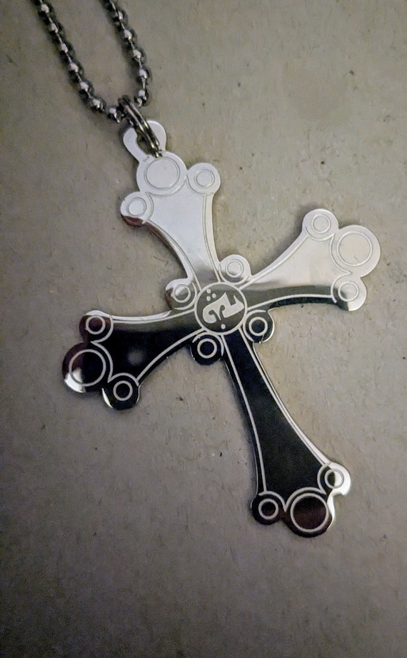 Chaldean Catholic Cross, Engraved in Stainless Steel With Chain