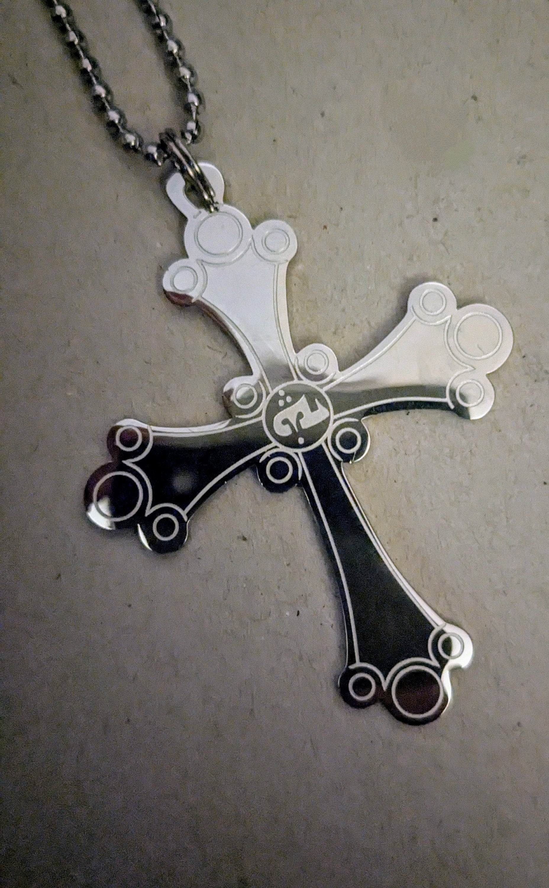 Chaldean Catholic Cross, Engraved in Stainless Steel With Chain