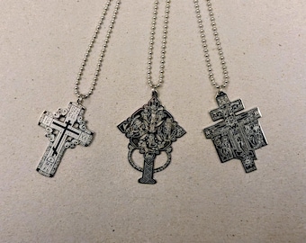 SEGUNDOS I 3 Cruces Orientales, grabadas en acero inoxidable / Ortodoxa Rusa / Católica Oriental / Etíope