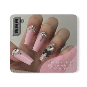 Funda elegante para teléfono con tapa y cita inspiradora, elegante funda tipo billetera para mujer, regalo perfecto para cumpleaños, accesorio tecnológico de moda, funda para teléfono