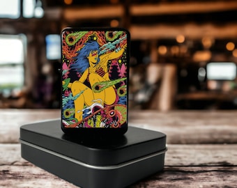 UV Printed Refillable Fliptop Lighter, Trippy Space Babe