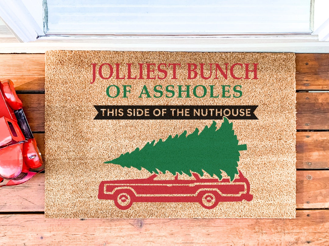 Funny Christmas Doormat, Jolliest Bunch Christmas Mat, Vintage Christmas Doormat, Christmas