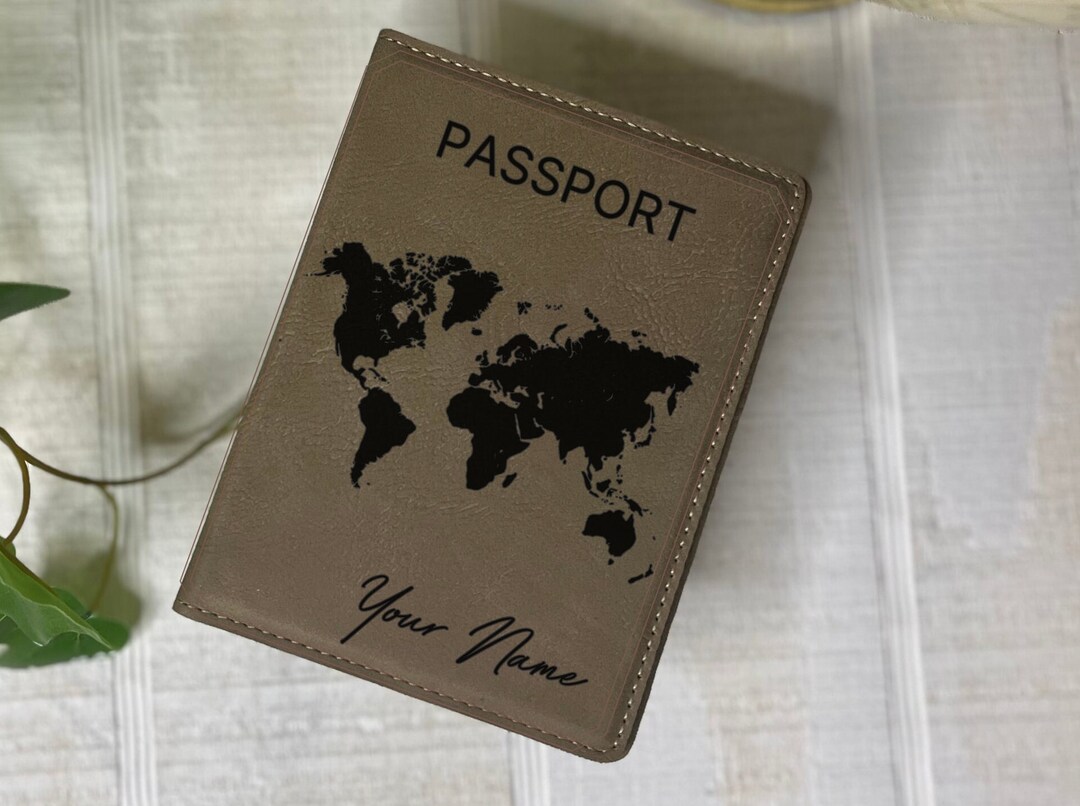 World Map Passport Cover, Custom Leather Passport Cover, Personalized ...