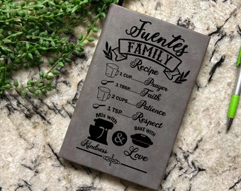 Custom Vegan Leather Recipe Journal, Family Cookbook