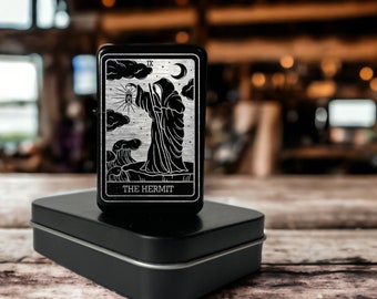 The Hermit Black Tarot Card Engraved lighter | Spiritual gift