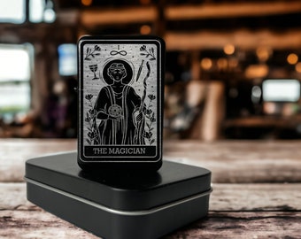 Custom Engraved Lighter, Refillable Flip top Lighter, The Magician Tarot Card, Smokers Accessories, Spiritual Gift