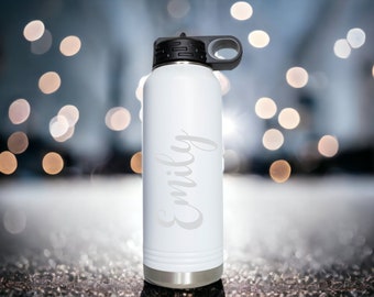 Engraved Water Bottle with Straw | Personalized 32 oz Gift