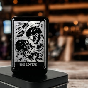 The Lovers Tarot Card Lighter, Engraved black lighter, Spiritual Gift, Gift for him, Gift for her, Stocking Stuffer