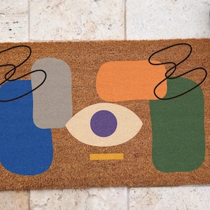Hand Knotted Small Rug Mid Century Modern Doormat - 1′6″ × 3′3″