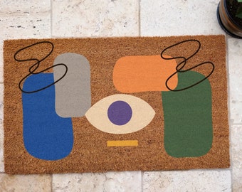 Abstract Coir Doormat | Mid-Century Modern Welcome Mat