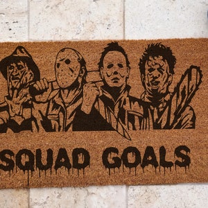 Vintage Halloween Squad Goals Custom Door Mat