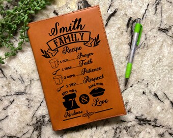 Vegan Leather Family Recipe Journal, Custom Cookbook