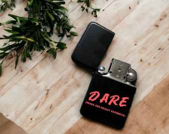 Custom Black Refillable Lighter: Hippie Smoker Gift