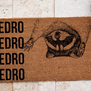 Funny Racoon Door mat, Pedro door mat, Trending meme, Housewarming