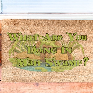 What are your doing in my swamp door mat | Nostalgic home decor