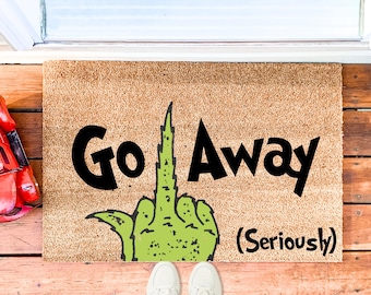 Grinch Unwelcome Coir Doormat, Christmas Home Decor