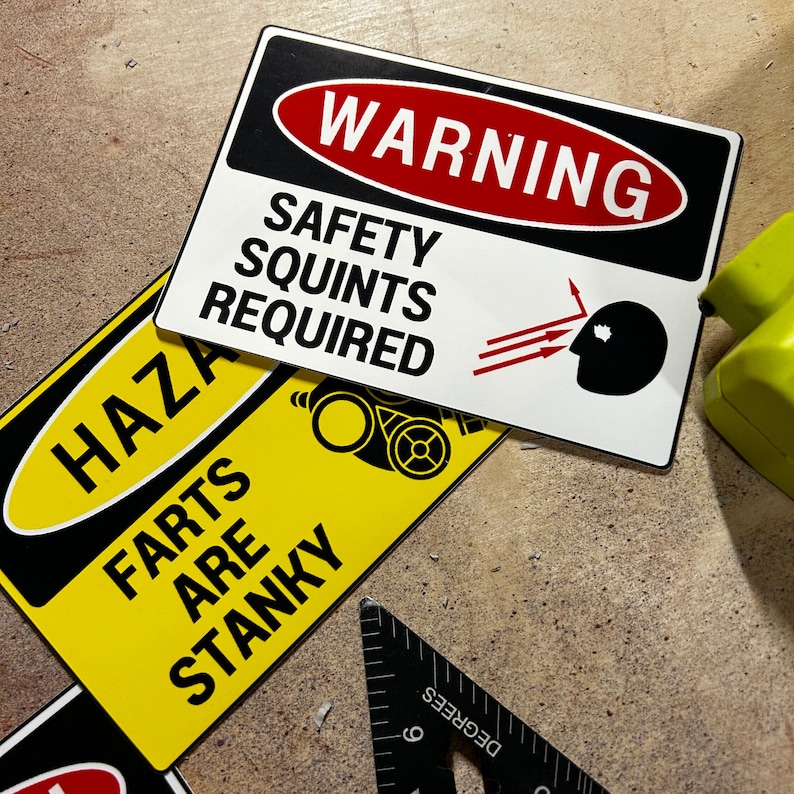 Funny Warning Labels, Hazard Stickers, Shop Safety, Gift for Dad - Etsy
