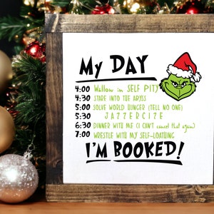 Vintage Handmade Grinch Schedule Christmas decor