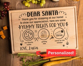 Personalized Santa Cookie Cutting Board, Christmas Eve Treat Tray