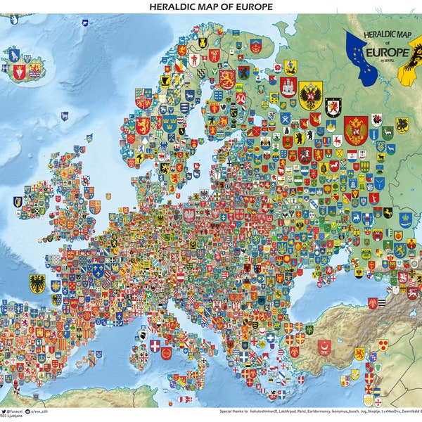 Heraldic Map of Europe by Jekyll