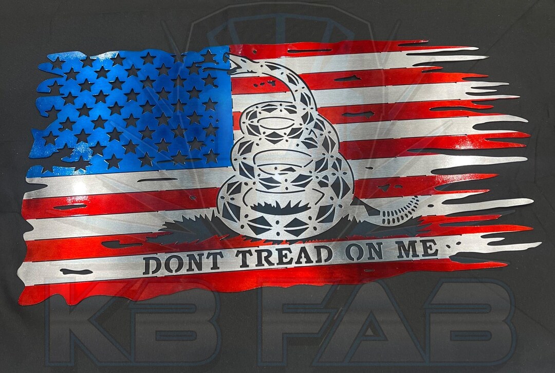 Dont Tread on Me Tattered Flag | Metal Wall Art | Snake Wall Art ...