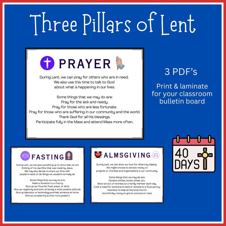 Three Pillars of Lent - Etsy