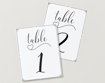Numéros de table-Simple avec coeur