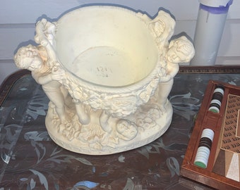 Vintage Cherub Chalkware Planter