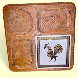 Vintage George Briard mid century modern wooden rooster charcuterie board-no knife included