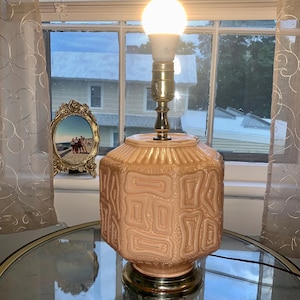 Vintage Mid Century Modern Atomic Orange and Gold Accent Table Lamp READ DESCRIPTION