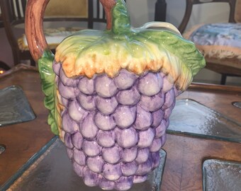 Vintage 70s Grape Ceramic Pitcher