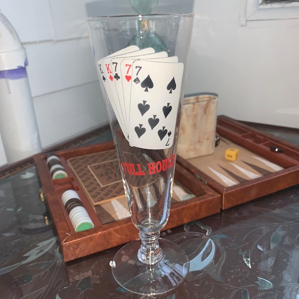 retro 1960s vintage full house poker Pilsner glass
