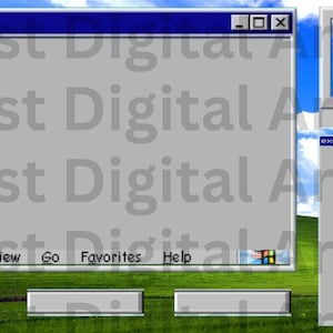 Puede incluir: Impresión de arte digital que presenta una interfaz de Windows XP con el texto "exe.game". La imagen incluye un escritorio, una ventana de chat y un monitor, todo sobre un fondo de cielo azul y hierba verde.