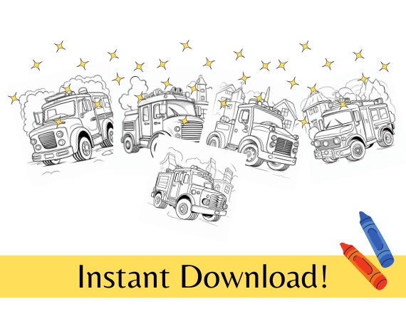 5 Printable Fun Firetruck Coloring Pages, PDF Printable Coloring Pages