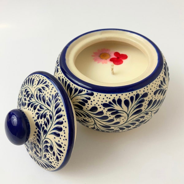 Alhajero Rama Azul Mexican Ceramic Soy Candle
