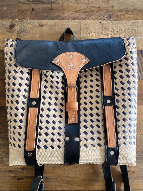 Black and Tan Woven Backpack Clo Velly Backpack- Black/Cream – Flutter main image 2