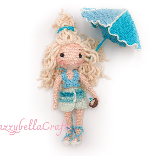 Lulu dress up Beach Doll crochet pattern - Amigurumi - PDF English & Dutch